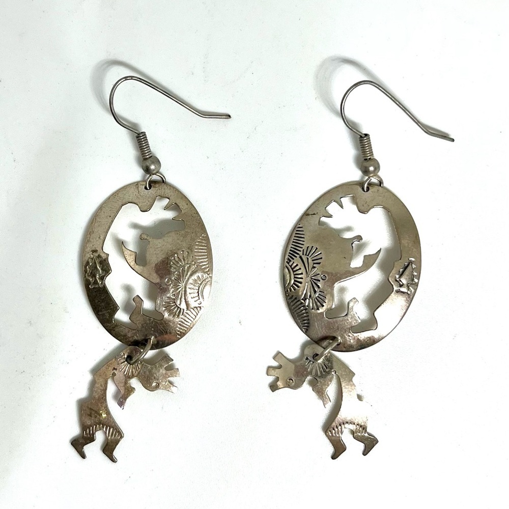 Vintage Sterling Kokopelli Earrings - Picture 2 of 3